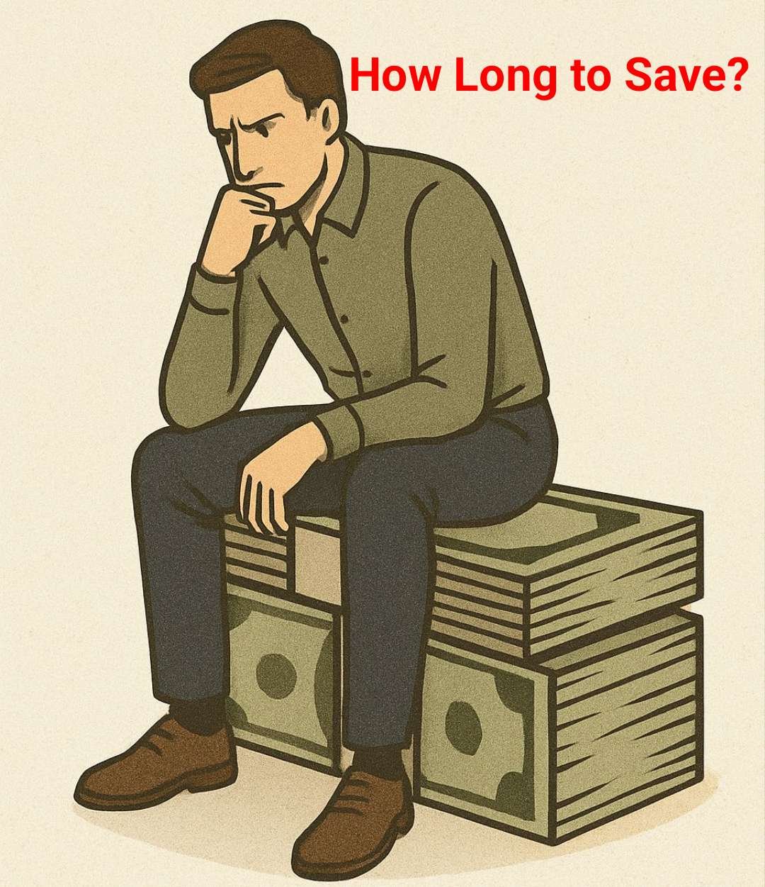 A serious person sitting on a large stack of currency notes thinking deeply.